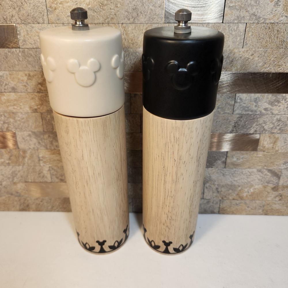 Disney Mickey Mouse Salt and Pepper Mill Set Wood Black Cream FAC-014182-21106